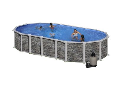 Bazén GRE Iraklion 6,1 x 3,75 x 1,32m set bez vzpěr + písková filtrace 6m3/h