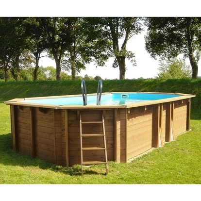 Bazén GRE Nature Wood Safran 6,37 x 4,12 x 1,33m set s pískovou filtrací 8m3/h