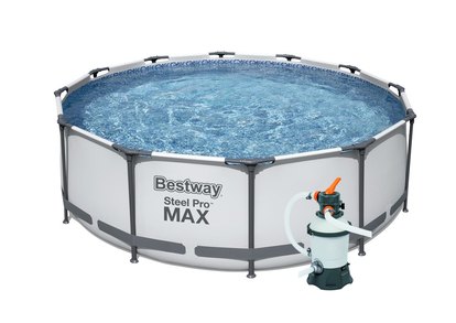 Bazén Bestway s konstrukcí 3,66 x 1,00 m světle šedý set s pískovou filtrací 2m3/hod