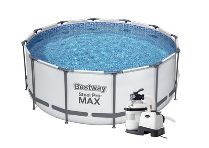 Bazén Bestway s konstrukcí 3,66 x 1,22m světle šedý set s pískovou filtrací 4m3/hod