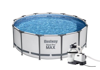 Bazén Bestway s konstrukcí 3,96 x 1,22 světle šedý set s pískovou filtrací 4m3/hod