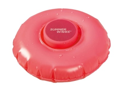 Nafukovací kruh s vodě odolným Bluetooth reprákem - růžový