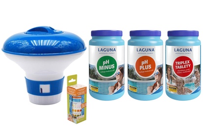 I.Základní set na chlorové ošetření vody (Triplex tablety, pH-, pH+, tester, plovák)