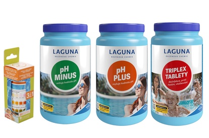 II.Základní set na chlorové ošetření vody (Triplex tablety, pH-, pH+, tester)