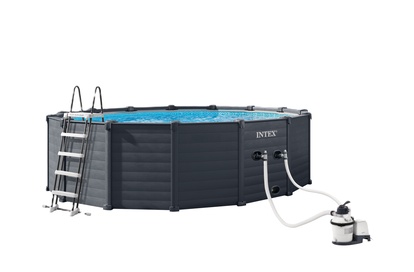 INTEX Frame Bazénový Graphite Gray Panel 478x124 cm Set + písková filtrace 4m3