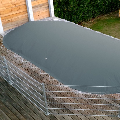 Nafukovací zimní plachta na bazén POOLSANA AIR PROTECT antracitová, ovál 8,00 x 4,00 m