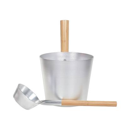 Saunový set vědro 5 l + lžíce, hliník/bambus