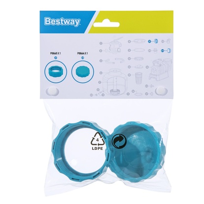 Bestway 19201 Sada převlečné matice a zaslepující zátky pro pískové filtrace Bestway - tyrkysová