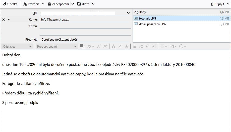 Příklad e-mailu